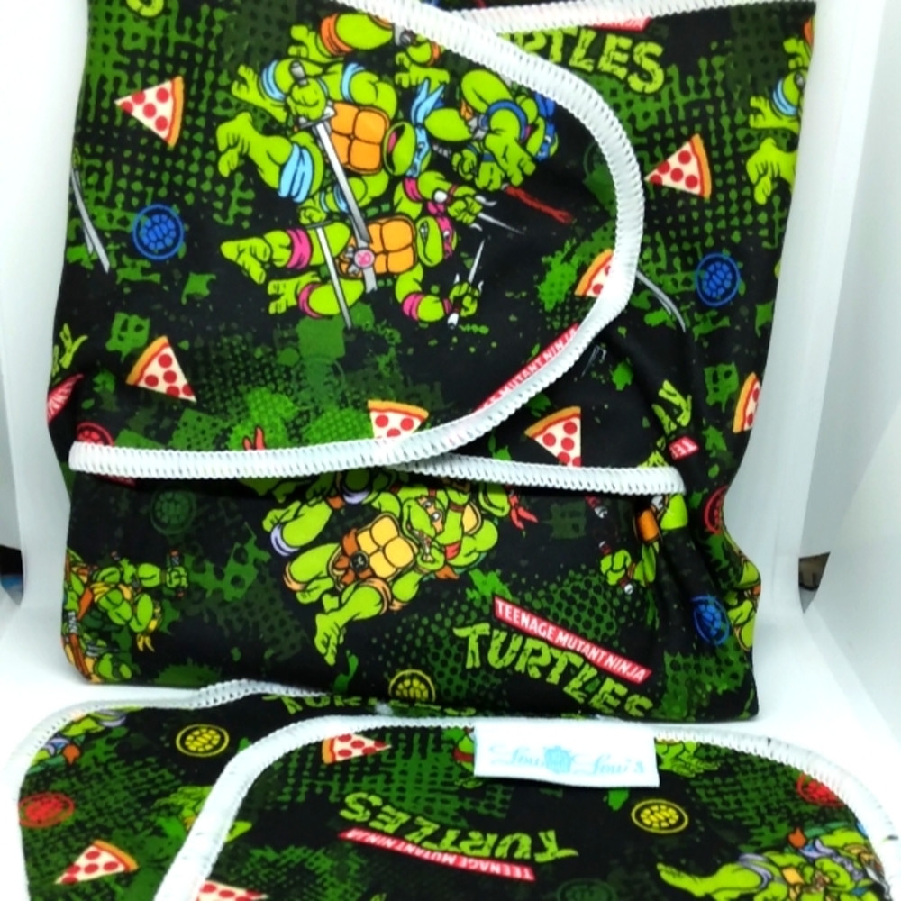 TMNT cloth diaper preflat